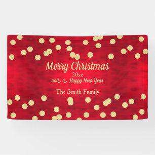 Gold Confetti on Red Christmas Pattern Banner