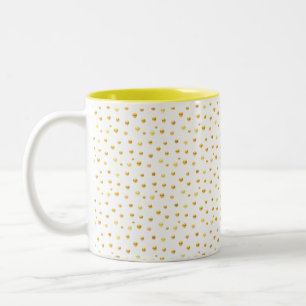 Gold Confetti on White Two-Tone Coffee Mug