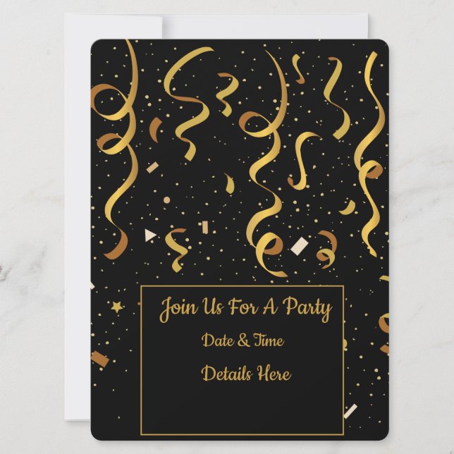 Gold Confetti Party Invitation  (Front)