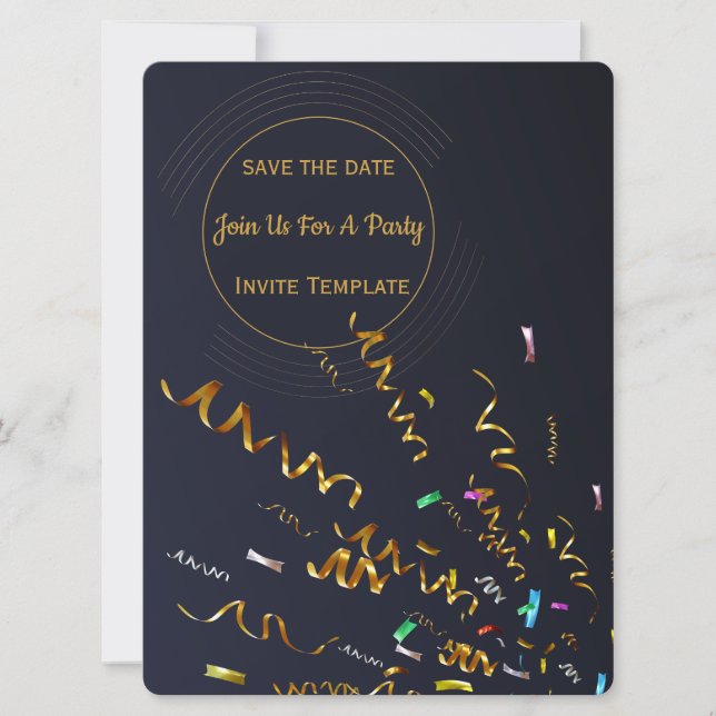 Gold Confetti Party Invitation  (Front)