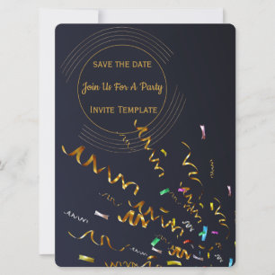Gold Confetti Party Invitation