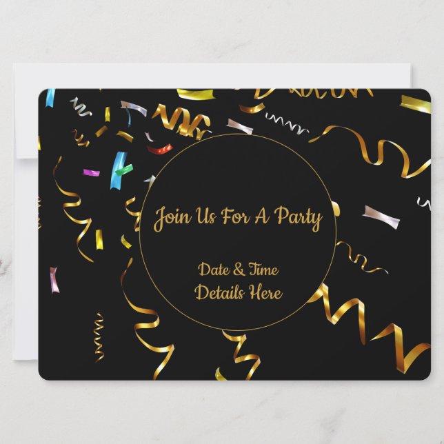 Gold Confetti Party Invitation  (Front)