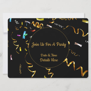 Gold Confetti Party Invitation