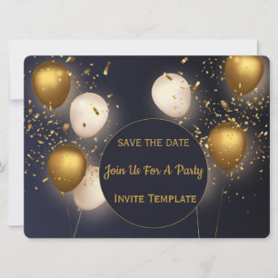 Gold Confetti Party Invitation