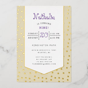 Gold confetti pastel yellow birthday postcard