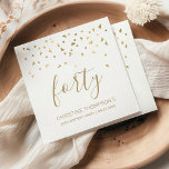 Gold Confetti Personalised 40th Birthday Party Napkin<br><div class="desc">Help them celebrate their 40th birthday in style with this simple but elegant design, featuring faux gold triangular confetti sifting down on the word "forty" in stylish gold handwriting font. Personalise it with the name of the honoree in gold sans serif font, along with the occasion and date below in...</div>