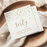 Gold Confetti Personalised 60th Birthday Party Napkin<br><div class="desc">Help them celebrate their 60th birthday in style with this simple but elegant design, featuring faux gold triangular confetti sifting down on the word "sixty" in stylish gold handwriting font. Personalise it with the name of the honoree in gold sans serif font, along with the occasion and date below in...</div>