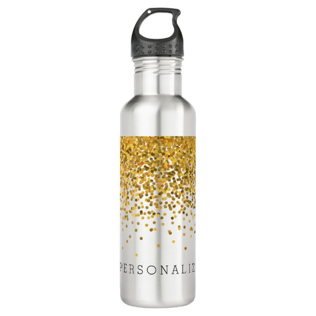 Gold Confetti Personalised 710 Ml Water Bottle (Front)