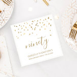 Gold Confetti Personalised 90th Birthday Party Napkin<br><div class="desc">Help them celebrate their 90th birthday in style with this simple but elegant design, featuring faux gold triangular confetti sifting down on the word "ninety" in stylish gold handwriting font. Personalise it with the name of the honoree in gold sans serif font, along with the occasion and date below in...</div>