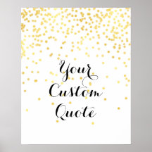 Gold confetti Personalised quote art print custom