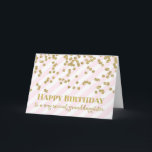 Gold Confetti Pink Granddaughter Birthday Card<br><div class="desc">Birthday card for granddaughter with glamourous gold confetti and modern text with light blush pink and white stripes pattern.</div>