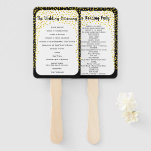Gold Confetti Program Fan Custom Colour shown Blac