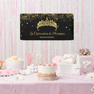 Gold Confetti Quinceanera Tiara  Banner