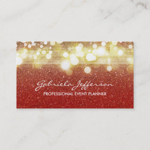 Gold Confetti Red Glamour Chic Business Card