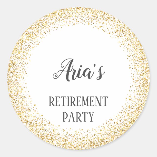 Gold Confetti Retirement Party Envelope Seals (Front)