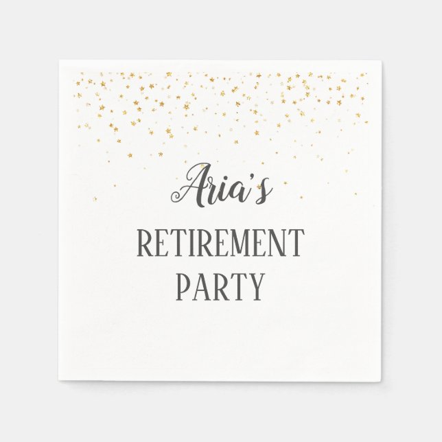 Gold Confetti Retirement Party Napkins (Front)