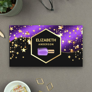 Gold Confetti Royal Purple Nail Polish Manicurist Business Card