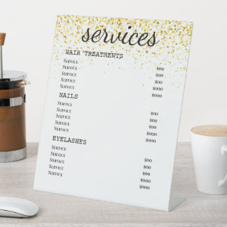 Gold Confetti Salon Price List Sign