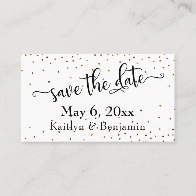 Gold Confetti Save the Date Wedding Detail Insert (Front)