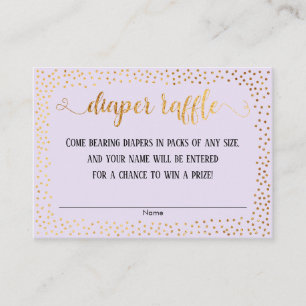 Gold Confetti, Script Lavender Diaper Raffle Cards
