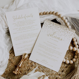 Gold Confetti Script Wedding Welcome Letter