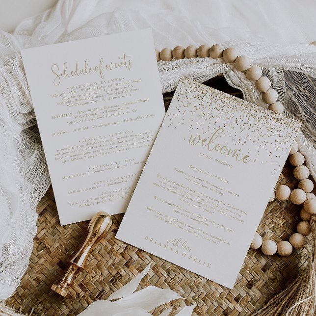 Gold Confetti Script Wedding Welcome Letter (Creator Uploaded)