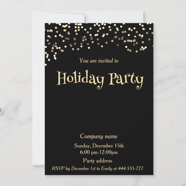 Gold confetti simple company holiday party invitation (Front)