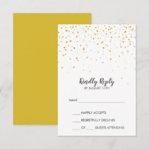 Gold Confetti Simple Wedding RSVP Card