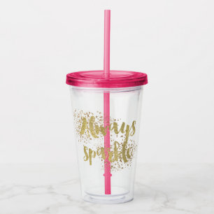 Gold Confetti Sparkle Acrylic Tumbler