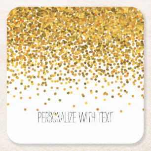 Gold Confetti Square Paper Coaster