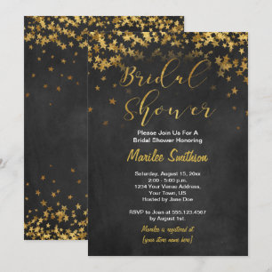 Gold Confetti Stars Chalk Board Bridal Shower Invitation