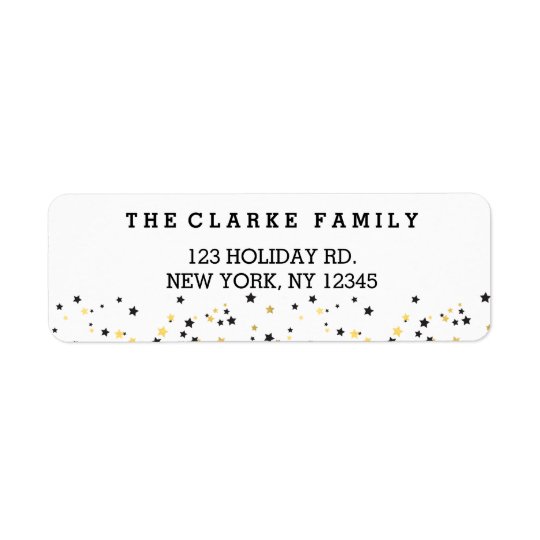 Gold Confetti Stars | Holiday Return Address Label