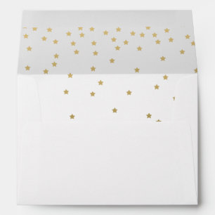 Gold Confetti Stars   Printed Holiday Envelopes