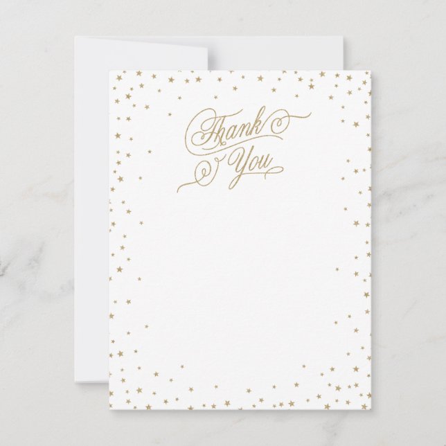 Gold Confetti Stars Thank You Card (Front)