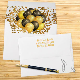 Gold Confetti Streamers Balloon Bundle Inside Envelope