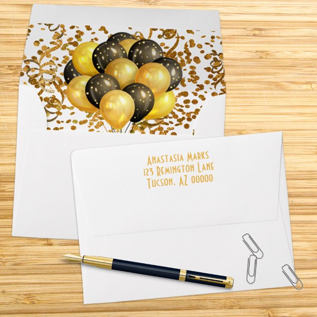 Gold Confetti Streamers Balloon Bundle Inside Envelope (Creator Uploaded)