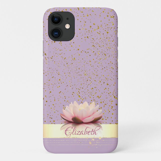 Gold Confetti Stripe Lotus Case-Mate iPhone Case (Back)