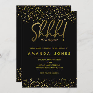 Gold Confetti Surprise Birthday Party Invitation