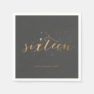Gold Confetti Sweet Sixteen 16th Birthday Party Napkin