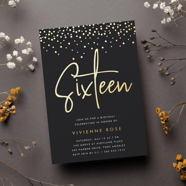 Gold Confetti Sweet Sixteen Birthday Party (Creator Uploaded)