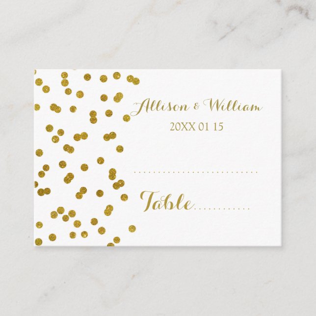 Gold Confetti Table Place Setting Cards (Front)