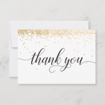Gold Confetti Thank You Card