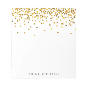 Gold Confetti Think Positive Notepad
