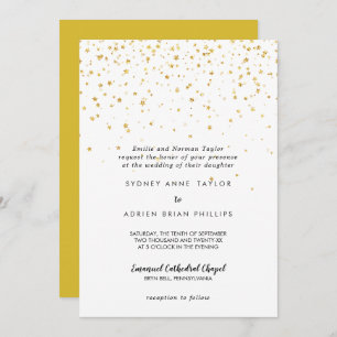 Gold Confetti Traditional Wedding Invitation