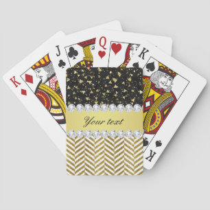 Gold Confetti Triangles Chevrons Diamond Bling Playing Cards