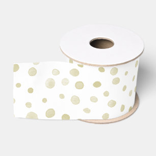 Gold Confetti Watercolor Dots Ribbon Grosgrain Ribbon
