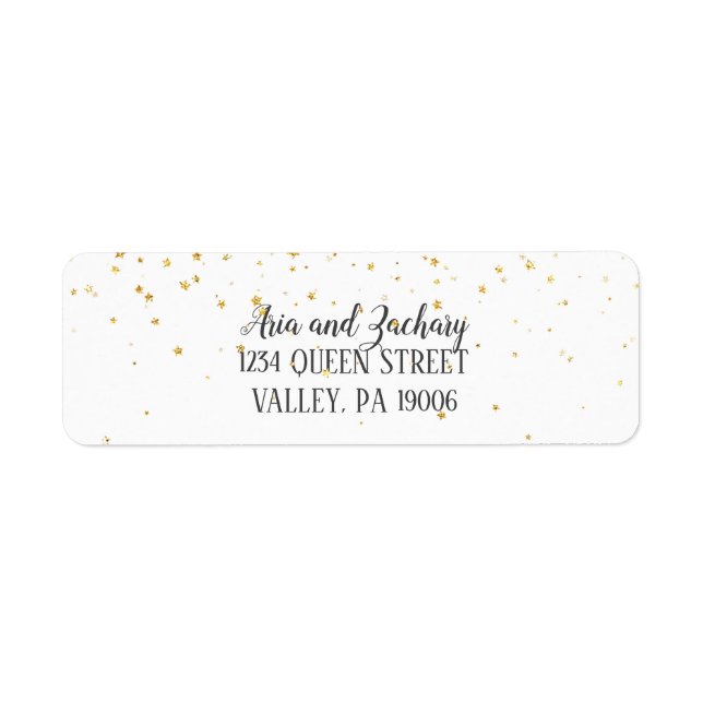 Gold Confetti Wedding Address Labels (Front)