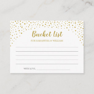 Gold Confetti Wedding Bucket List Ideas Card