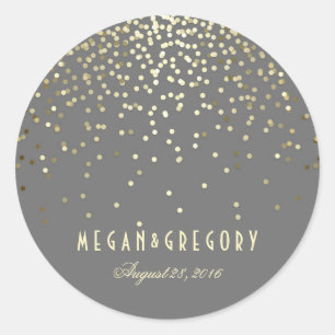 Gold Confetti Wedding Classic Round Sticker