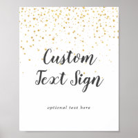 Gold Confetti Wedding Custom Text Sign
